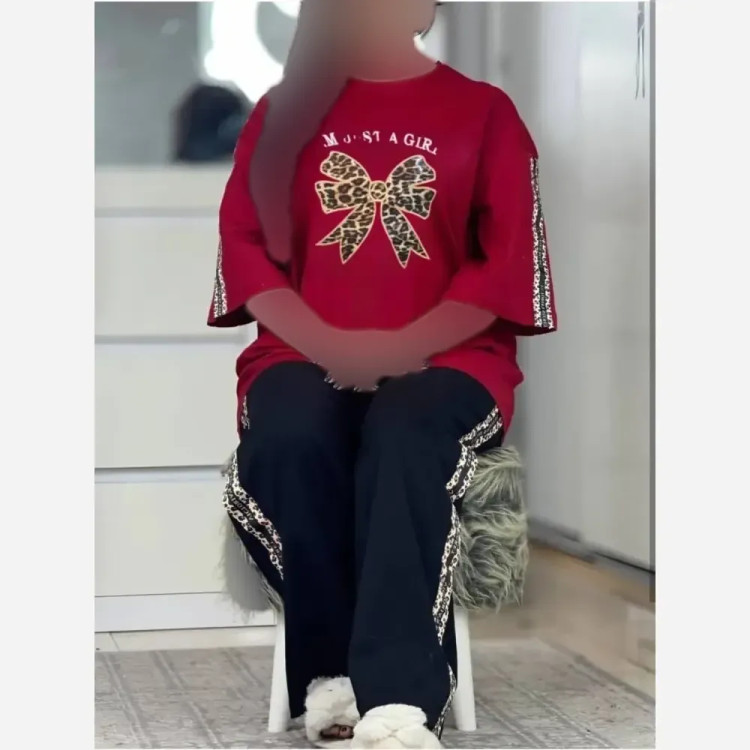 ست پاپیون پلنگی گلکسی پنبه زنانه فری سایز 38_48