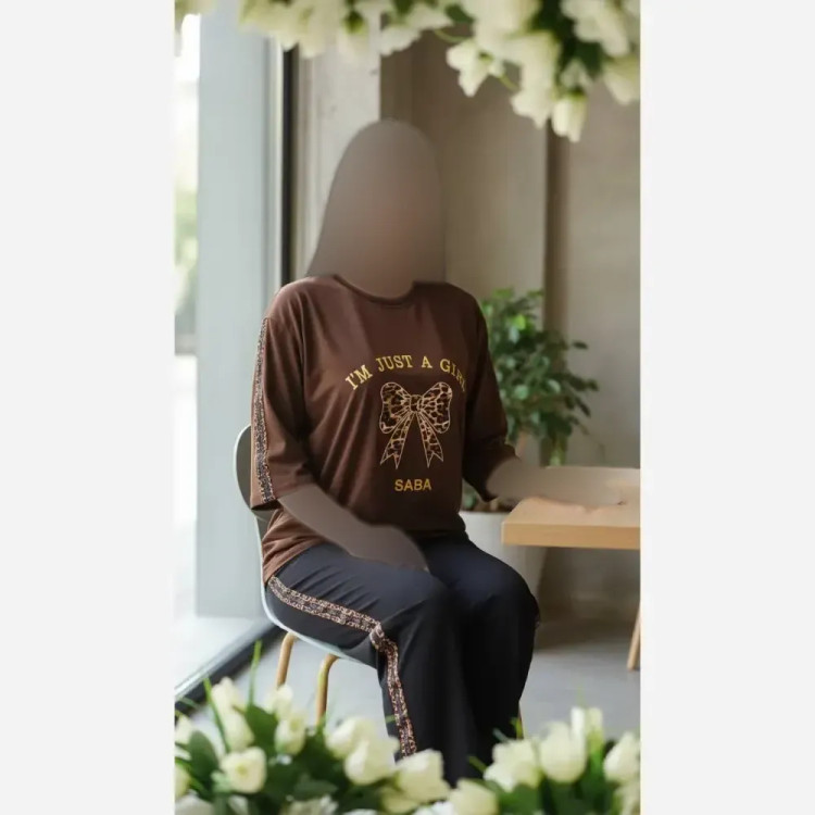 ست پاپیون پلنگی گلکسی پنبه زنانه فری سایز 38_48
