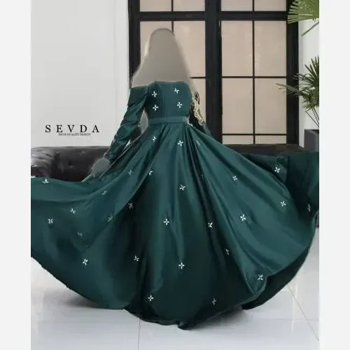 ماکسی مجلسی زنانه مدل آتریسا ساتن آمریکایی سنگ دوزی شده سایزبندی 38 تا 48