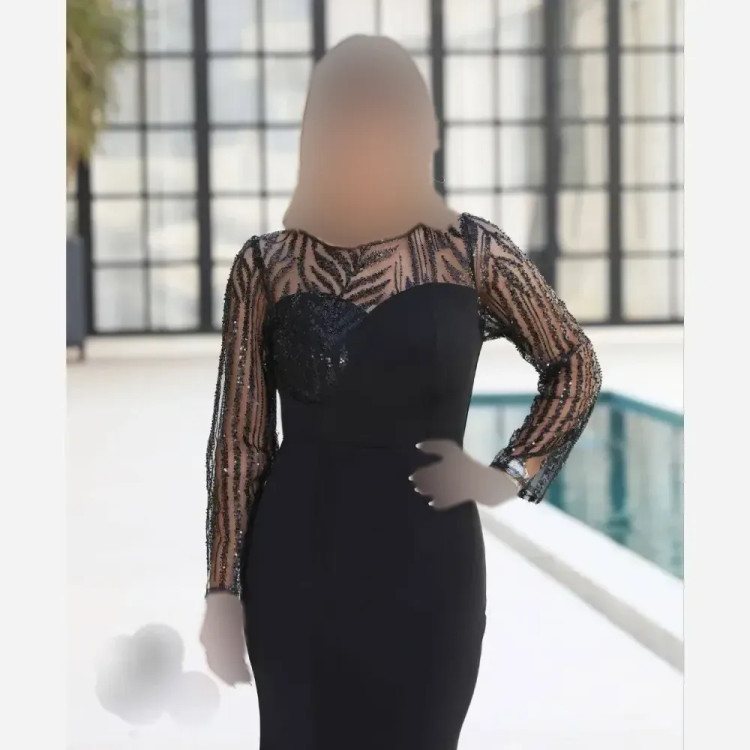 پیراهن ماکسی مدل ژرفا زنانه سایزبندی 36 تا 48 پارچه ملیله و پولک مشکی قد 155
