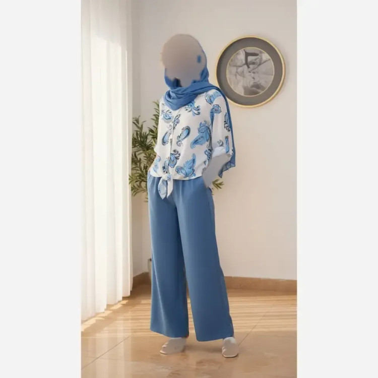 شومیز گره ای نونا ژاکارد حصیری زنانه سایز فری 36 تا 46 شیک و خنک