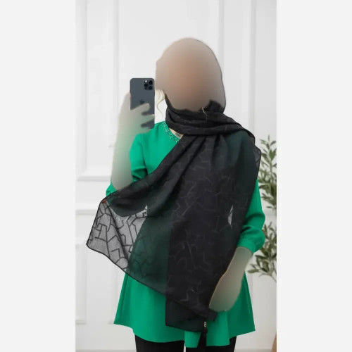 شال مهتاب ژاکارد دورو ترک ابعاد 195×65 رنگ بندی پیچ، برگ، هندسی سایز فری