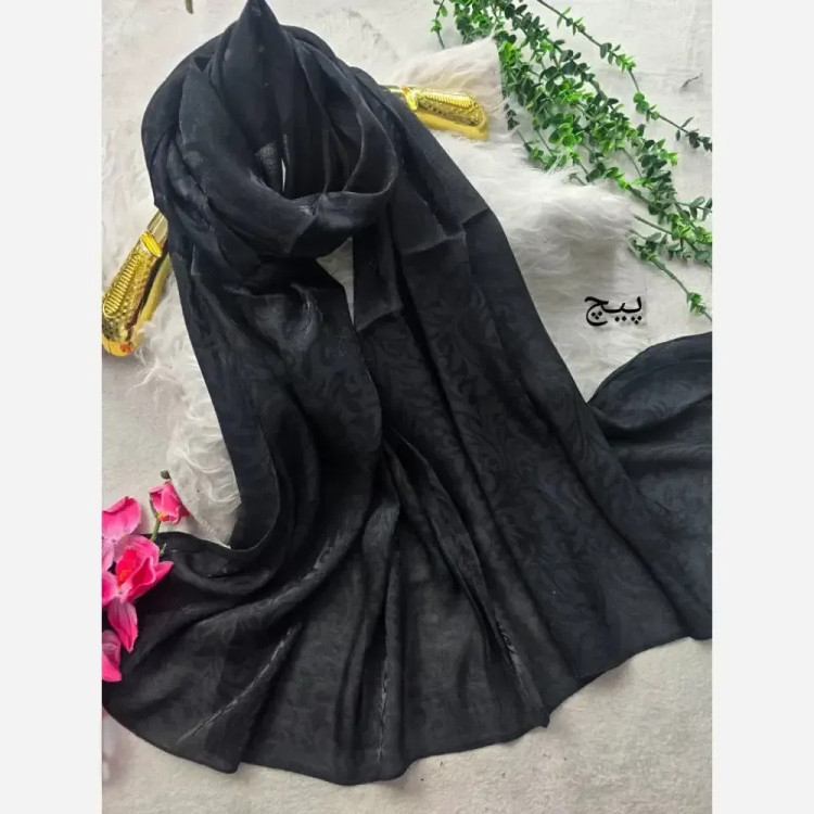 شال مهتاب ژاکارد دورو ترک ابعاد 195×65 رنگ بندی پیچ، برگ، هندسی سایز فری