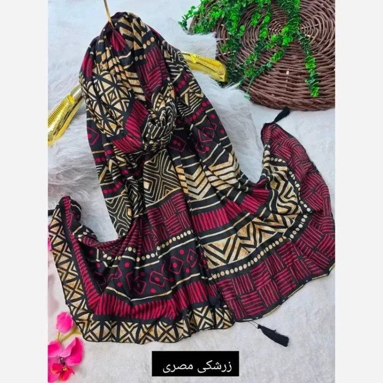 شال مصری نخ سانسفور ابعاد 182*70 فری سایز چروک نشو سر نخور