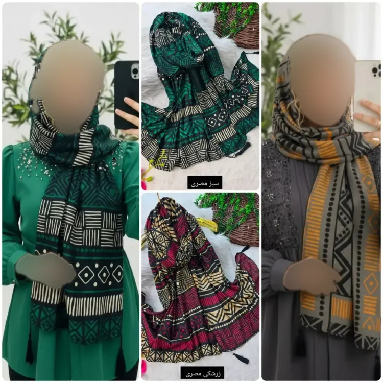 شال مصری نخ سانسفور ابعاد 182*70 فری سایز چروک نشو سر نخور