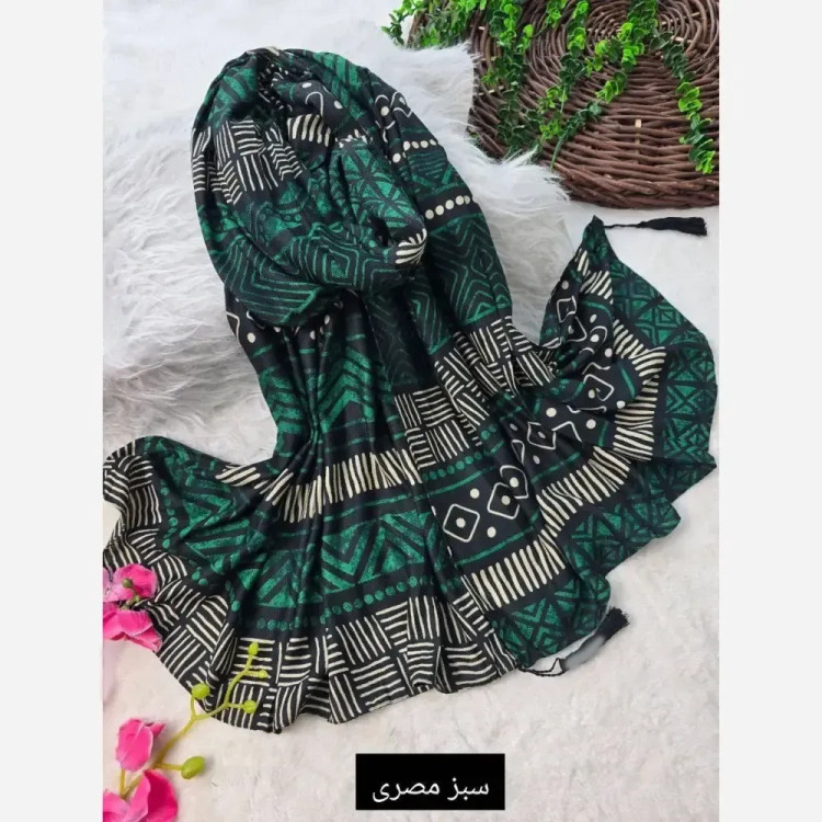 شال مصری نخ سانسفور ابعاد 182*70 فری سایز چروک نشو سر نخور