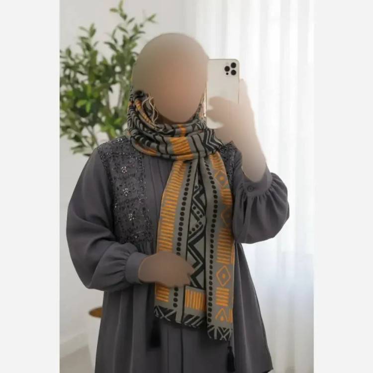 شال مصری نخ سانسفور ابعاد 182*70 فری سایز چروک نشو سر نخور