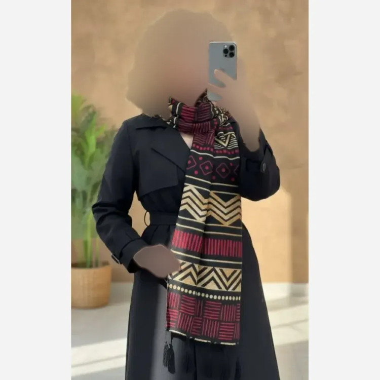 شال مصری نخ سانسفور ابعاد 182*70 فری سایز چروک نشو سر نخور