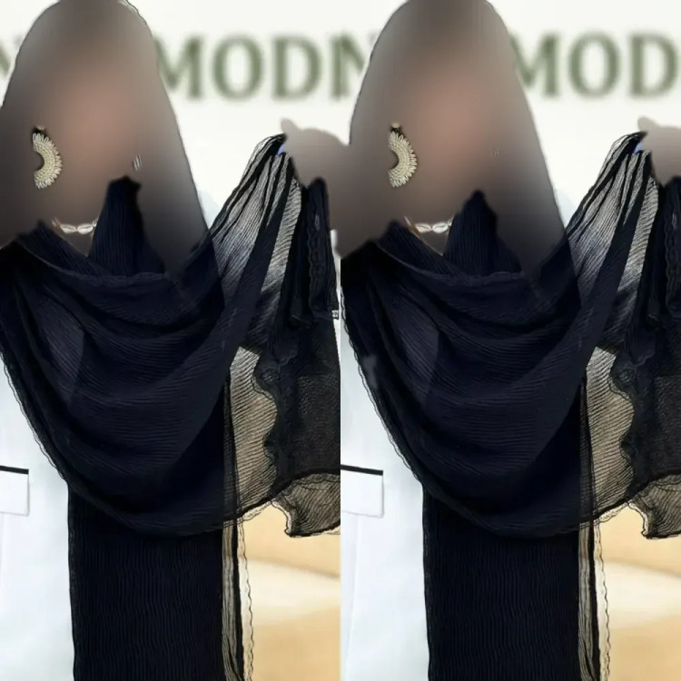 شال پلیسه لبه توری مشکی باکیفیت اندازه 60*200 سانت