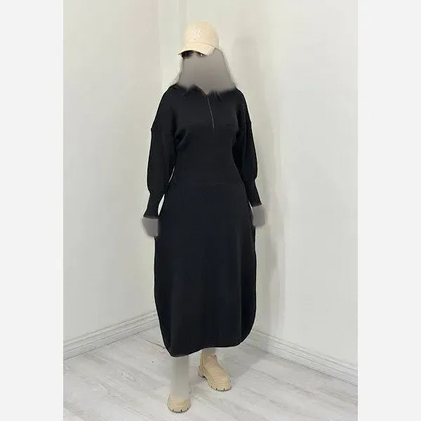 پیراهن بافت اکریل ظریف ساعت شنی زنانه فری سایز 36-46 با کلاه و استین فینگر