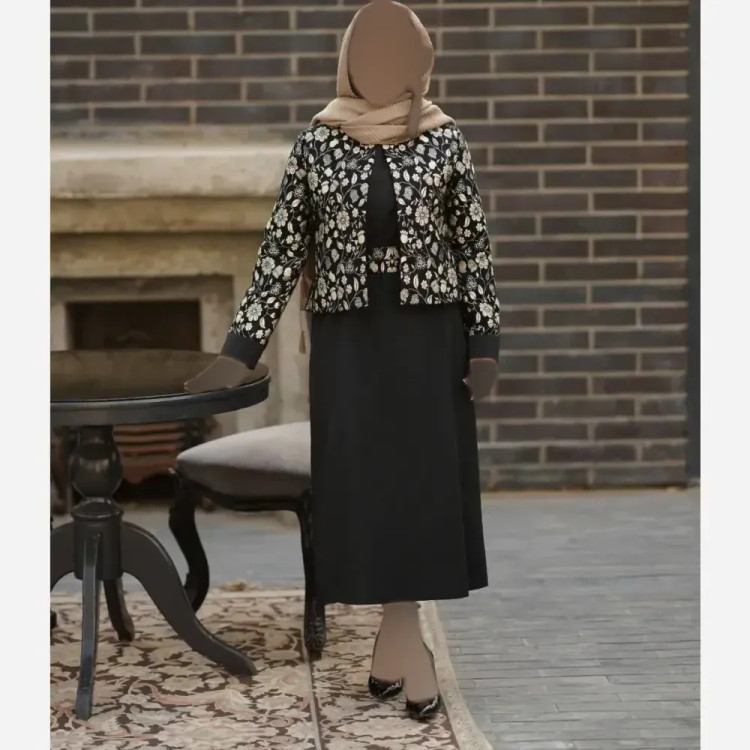 ست سارافون کرپ شنی و رویه تافته کژال فری سایز 36-46 بهاری