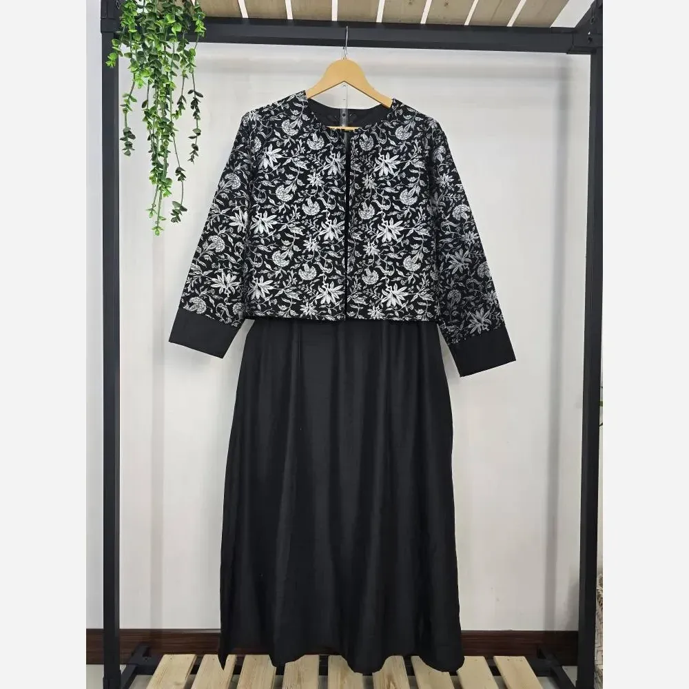 ست سارافون کرپ شنی و رویه تافته کژال فری سایز 36-46 بهاری