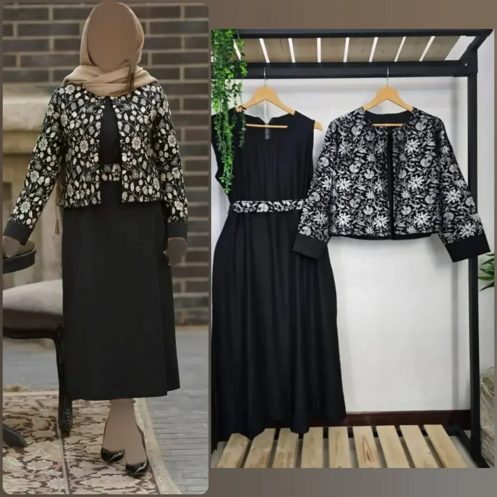 ست سارافون کرپ شنی و رویه تافته کژال فری سایز 36-46 بهاری