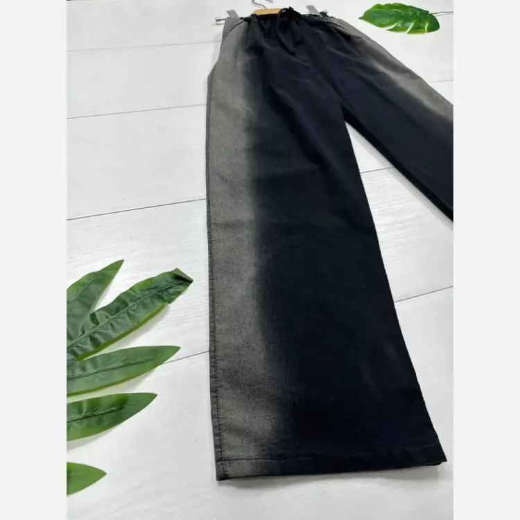 شلوار فول بگ جین کاغذی سنگشور شده مشکی و آبی در سایزهای XL, 2XL, 3XL