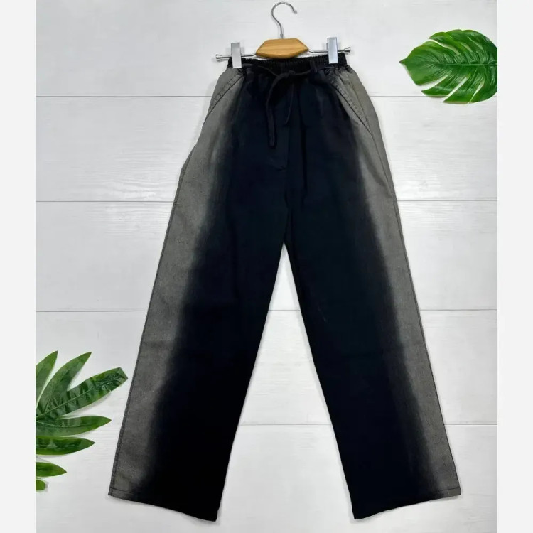 شلوار فول بگ جین کاغذی سنگشور شده مشکی و آبی در سایزهای XL, 2XL, 3XL