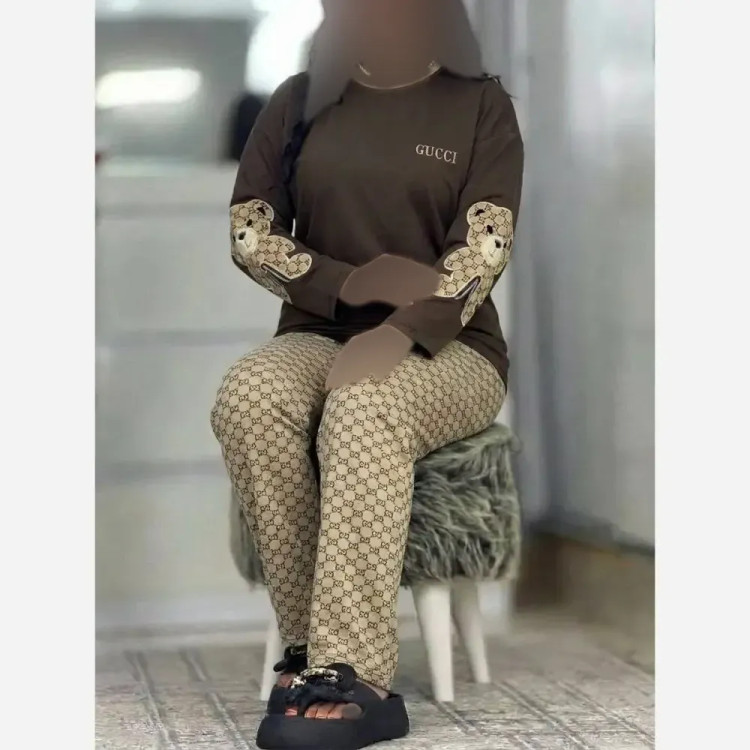 ست مایلا زنانه پنبه گلکسی رنگ نسکافه ای شکلاتی سایز فری 38 تا 46