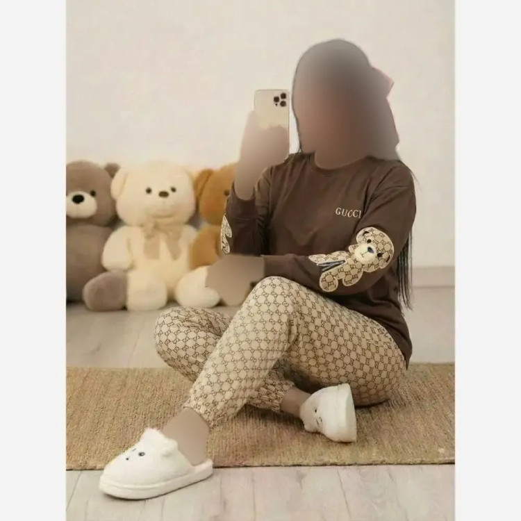 ست مایلا زنانه پنبه گلکسی رنگ نسکافه ای شکلاتی سایز فری 38 تا 46