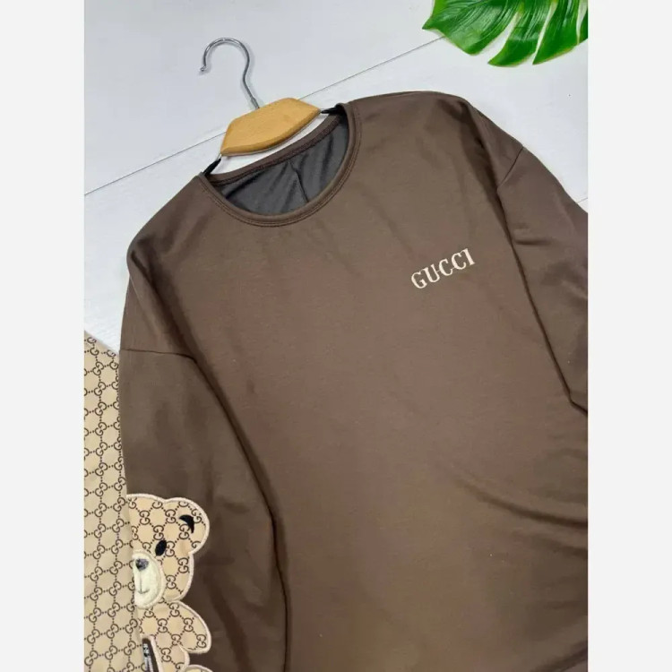 ست مایلا زنانه پنبه گلکسی رنگ نسکافه ای شکلاتی سایز فری 38 تا 46