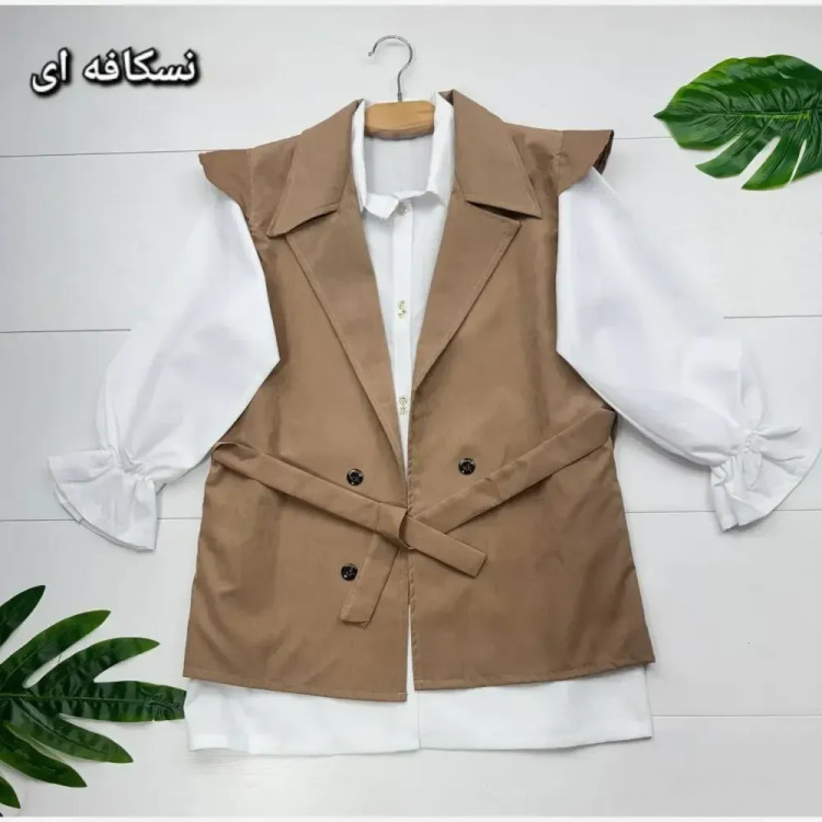 وست و شومیز آوینا جنس میکرو و داکرون باکیفیت فری سایز 38 تا 46 رنگ مشکی نسکافه ای
