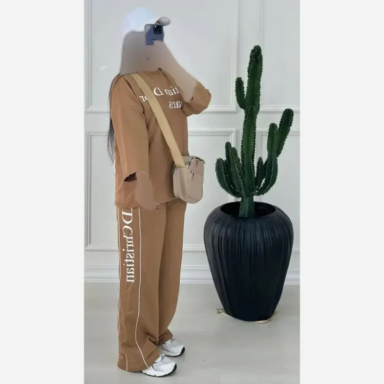 ست تیشرت و شلوار زنانه کریستین دیور پنبه گلکسی فری سایز 38 تا 46