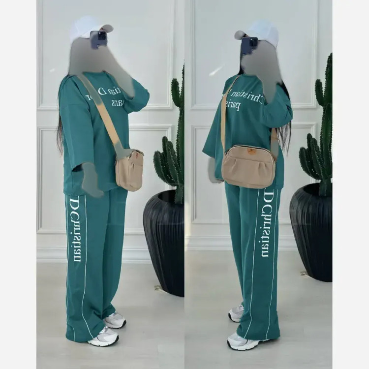 ست تیشرت و شلوار زنانه کریستین دیور پنبه گلکسی فری سایز 38 تا 46
