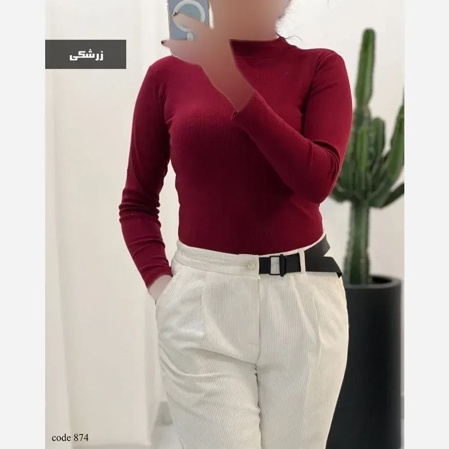 بادی یقه گرد ابریشم فانریپ کش مشکی زرشکی سایز 38 تا 44