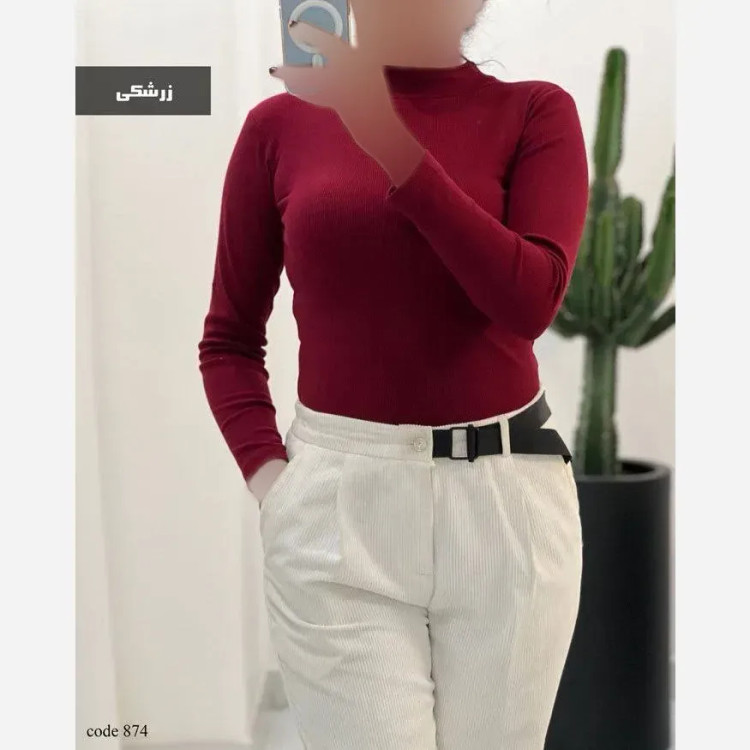 بادی یقه گرد ابریشم فانریپ کش مشکی زرشکی سایز 38 تا 44