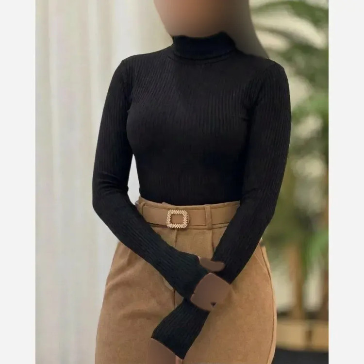 بادی یقه گرد ابریشم فانریپ کش مشکی زرشکی سایز 38 تا 44