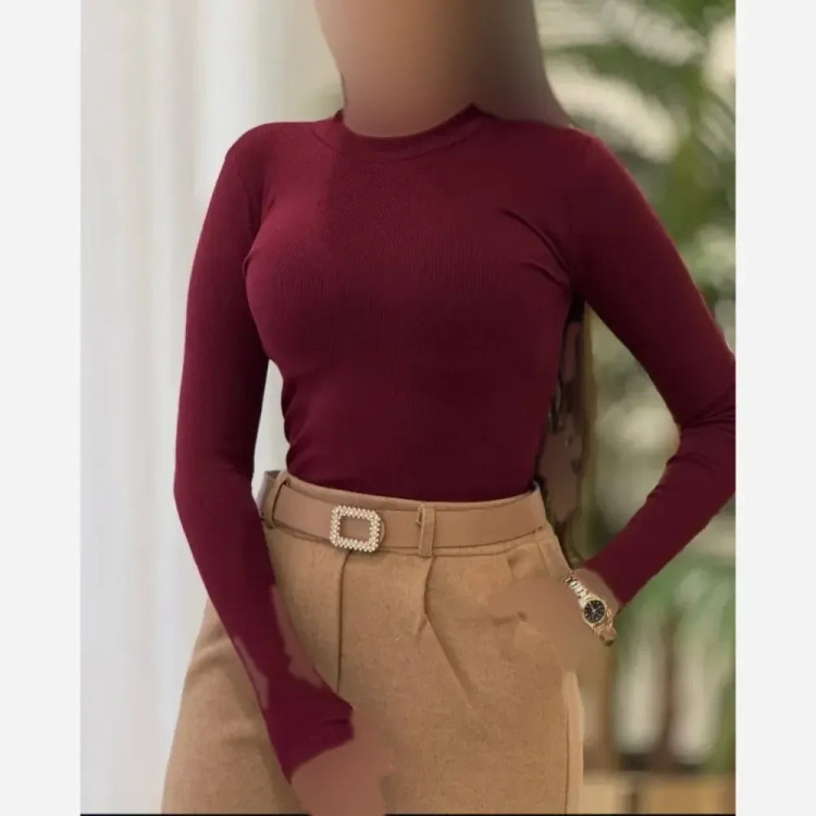 بادی یقه گرد ابریشم فانریپ کش مشکی زرشکی سایز 38 تا 44