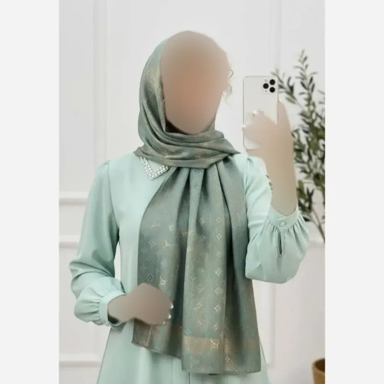شال طلاکوب ژاکارد پتینه دورو ابعاد 65×178 فری سایز