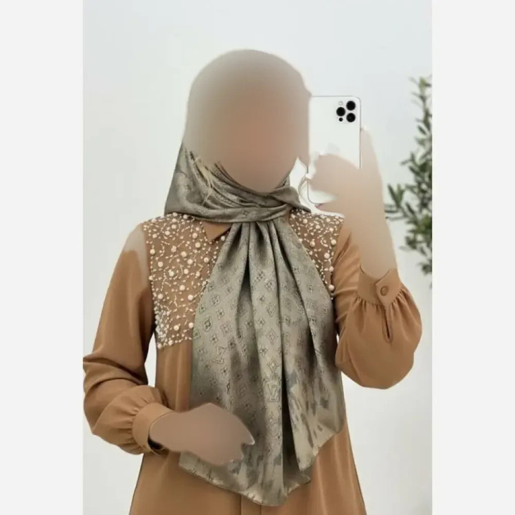 شال طلاکوب ژاکارد پتینه دورو ابعاد 65×178 فری سایز
