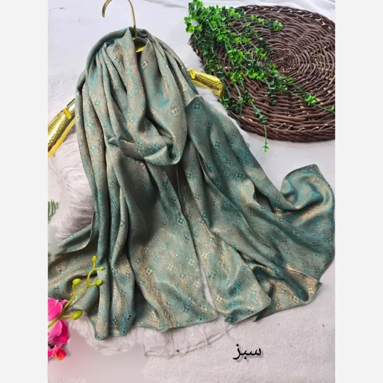 شال طلاکوب ژاکارد پتینه دورو ابعاد 65×178 فری سایز