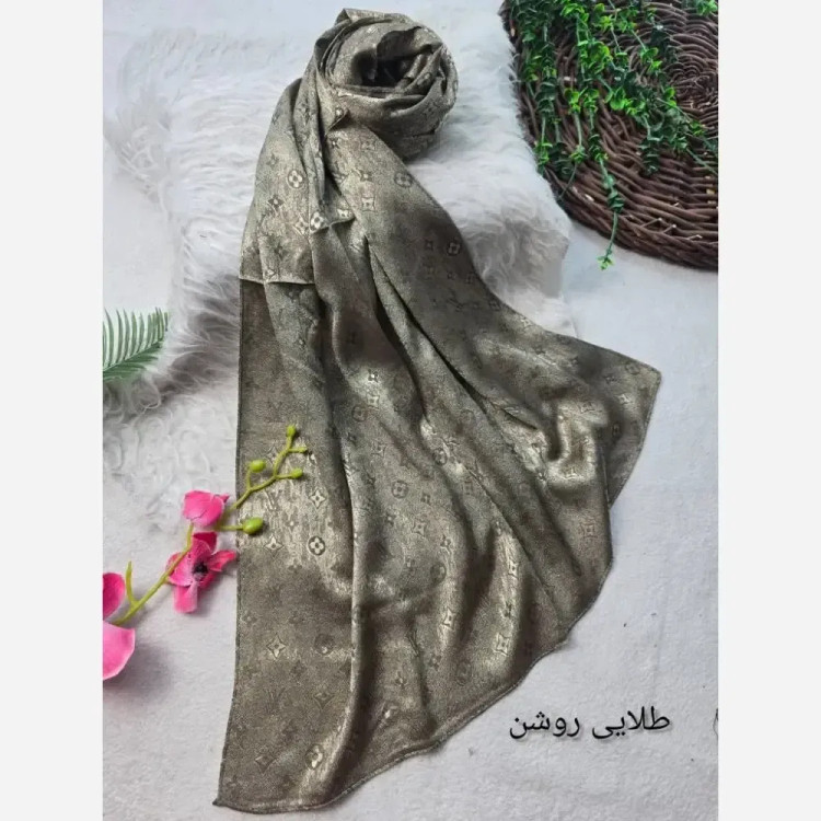 شال طلاکوب ژاکارد پتینه دورو ابعاد 65×178 فری سایز