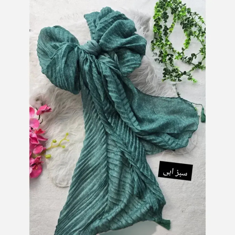 شال طیفی حریر ژاکارد پلیسه ابعاد 51*200 فری سایز رنگ بندی متنوع