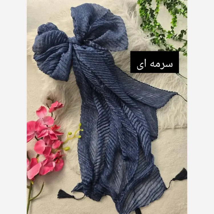 شال طیفی حریر ژاکارد پلیسه ابعاد 51*200 فری سایز رنگ بندی متنوع