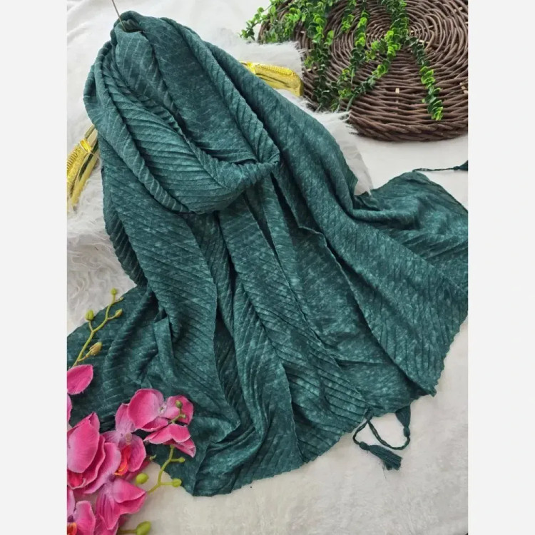 شال طیفی حریر ژاکارد پلیسه ابعاد 51*200 فری سایز رنگ بندی متنوع
