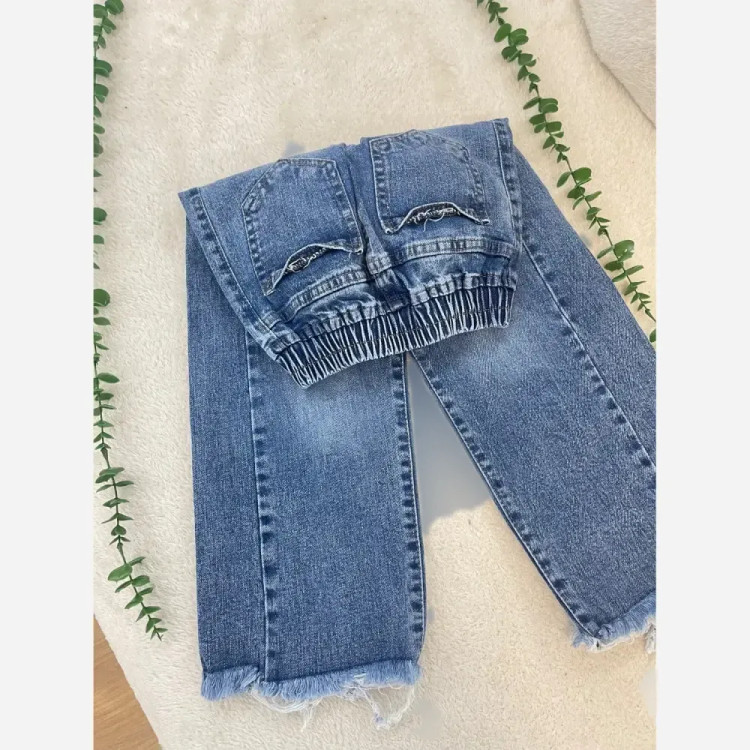 شلوار جین شافل بچه گانه ترک آبی سایز 75