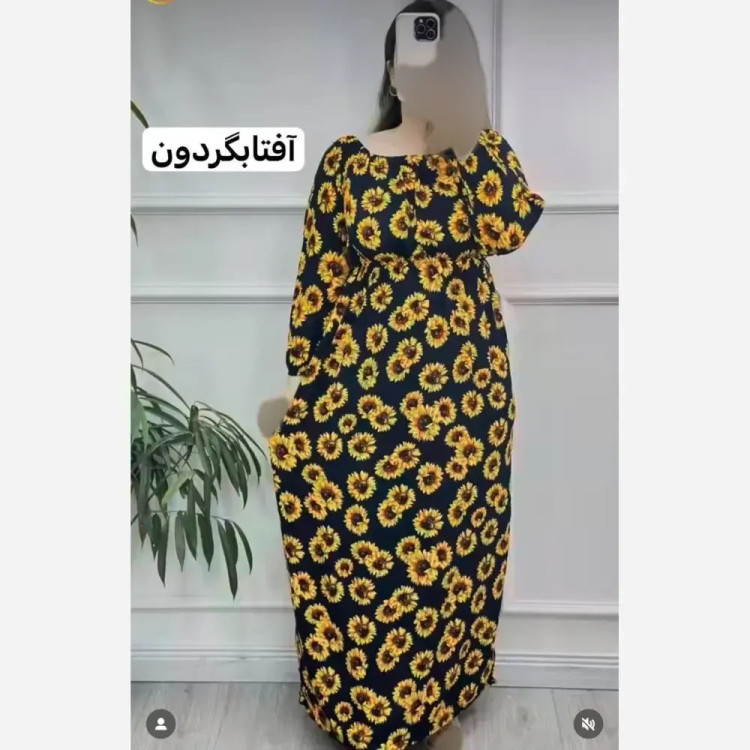 ساحلی آفتابگردون تمام نخ فری سایز زنانه مشکی کرم قرمز