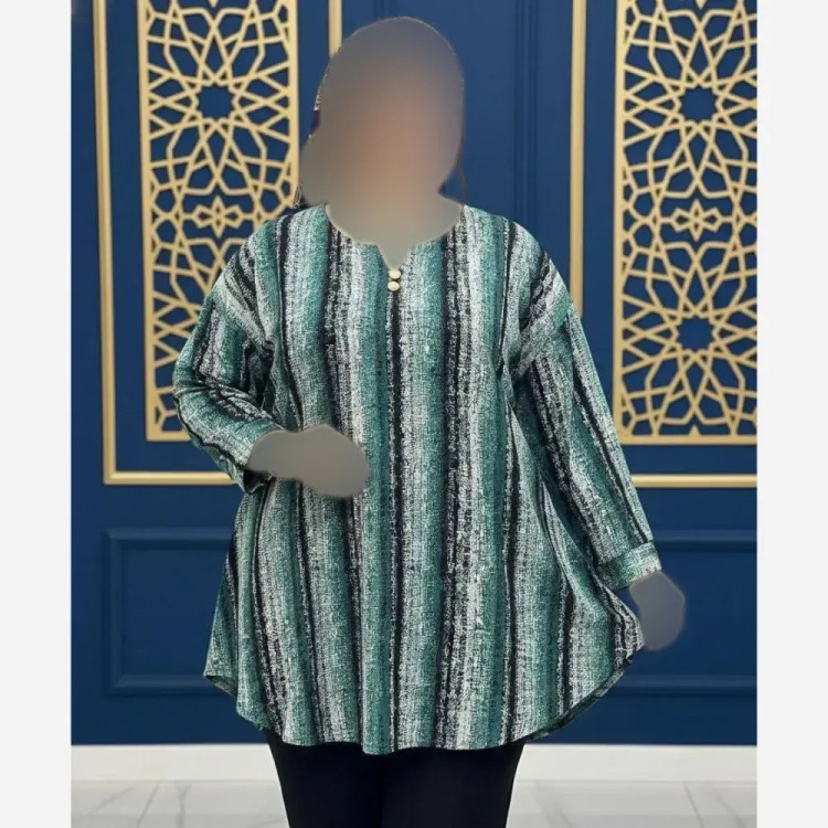 شومیز یقه کوبایی دکمه دار مدل ژانین پارچه مرینوس فری سایز 46 تا 54