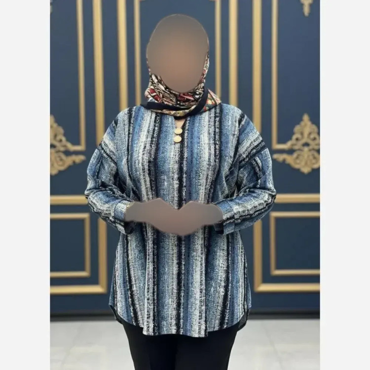 شومیز یقه کوبایی دکمه دار مدل ژانین پارچه مرینوس فری سایز 46 تا 54