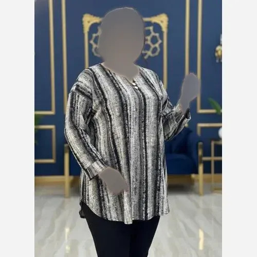شومیز یقه کوبایی دکمه دار مدل ژانین پارچه مرینوس فری سایز 46 تا 54
