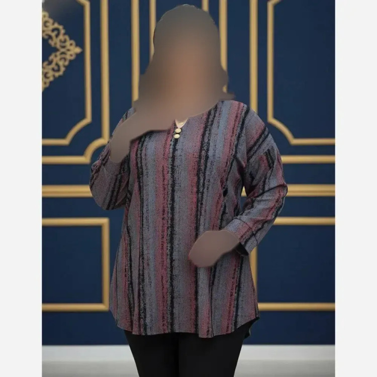شومیز یقه کوبایی دکمه دار مدل ژانین پارچه مرینوس فری سایز 46 تا 54