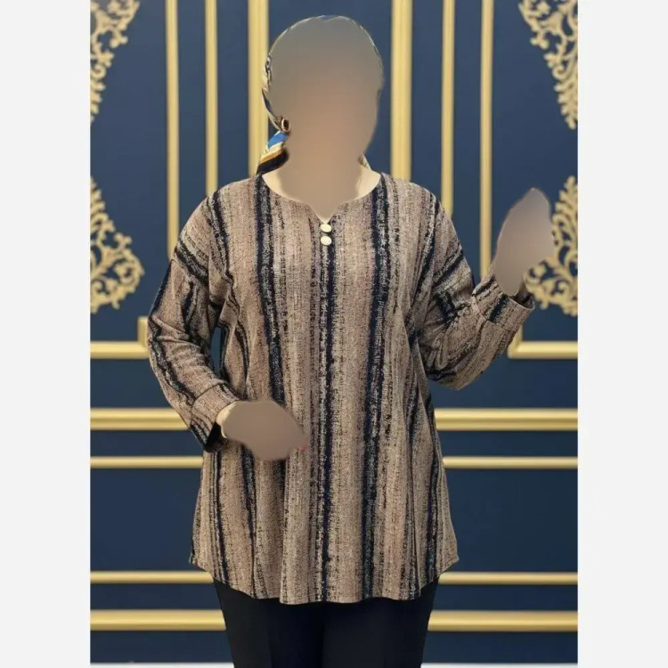 شومیز یقه کوبایی دکمه دار مدل ژانین پارچه مرینوس فری سایز 46 تا 54