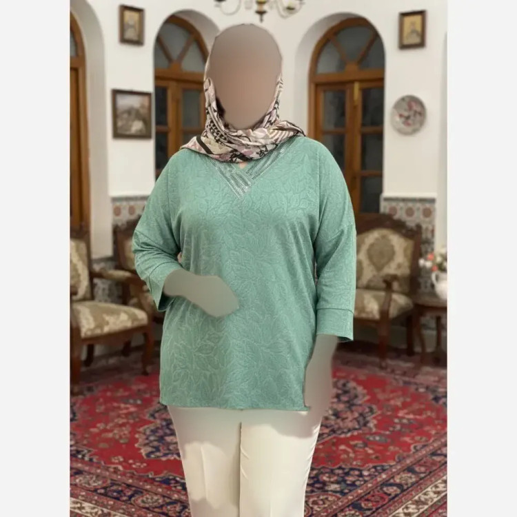 شومیز مجلسی نگین دار کیمانو مدل تابان ژاکارد ویسکوز فری سایز 46 تا 54