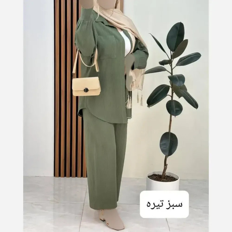 ست شومیز و شلوار سوپر کراش زنانه فری سایز