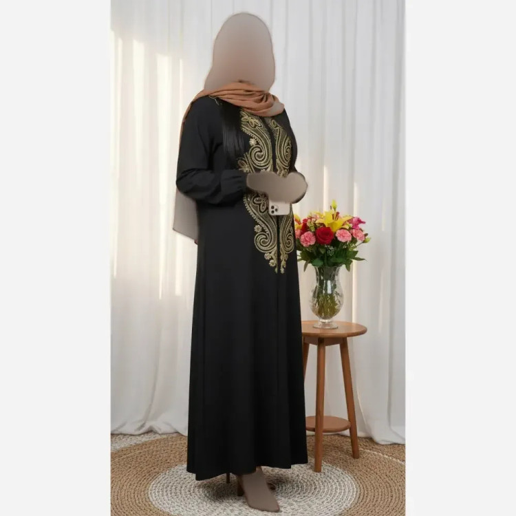 پیراهن ماکسی طلا الیزه درجه یک مشکی قد 136