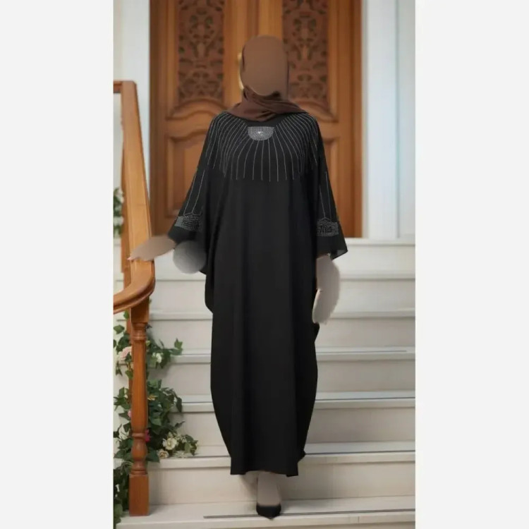 مانتو عبایی تابش الیزه درجه یک مشکی فری سایز قد 135