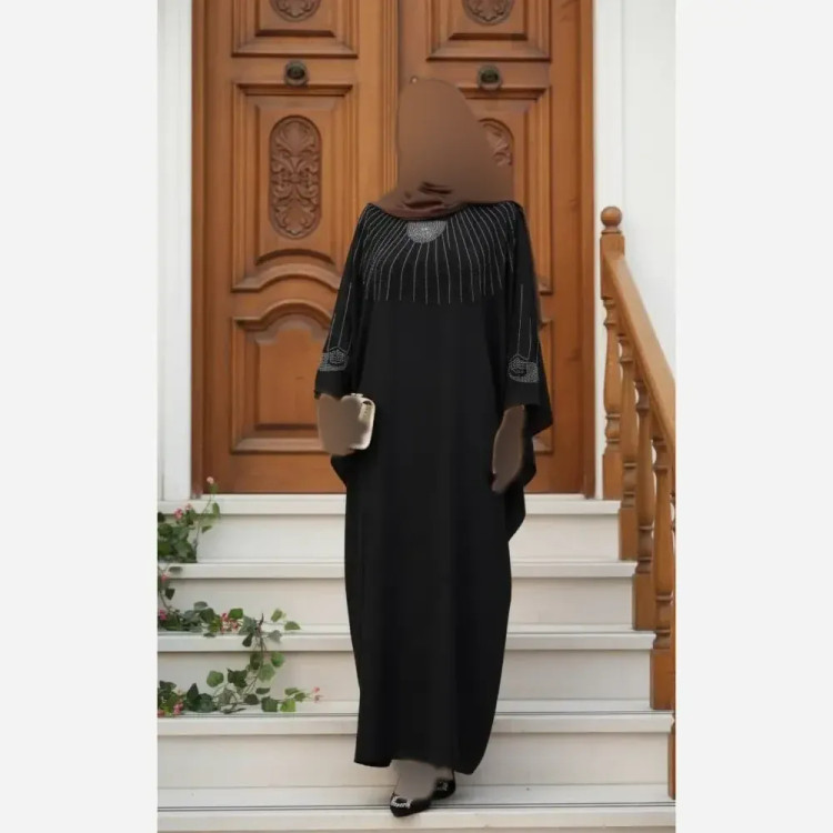 مانتو عبایی تابش الیزه درجه یک مشکی فری سایز قد 135
