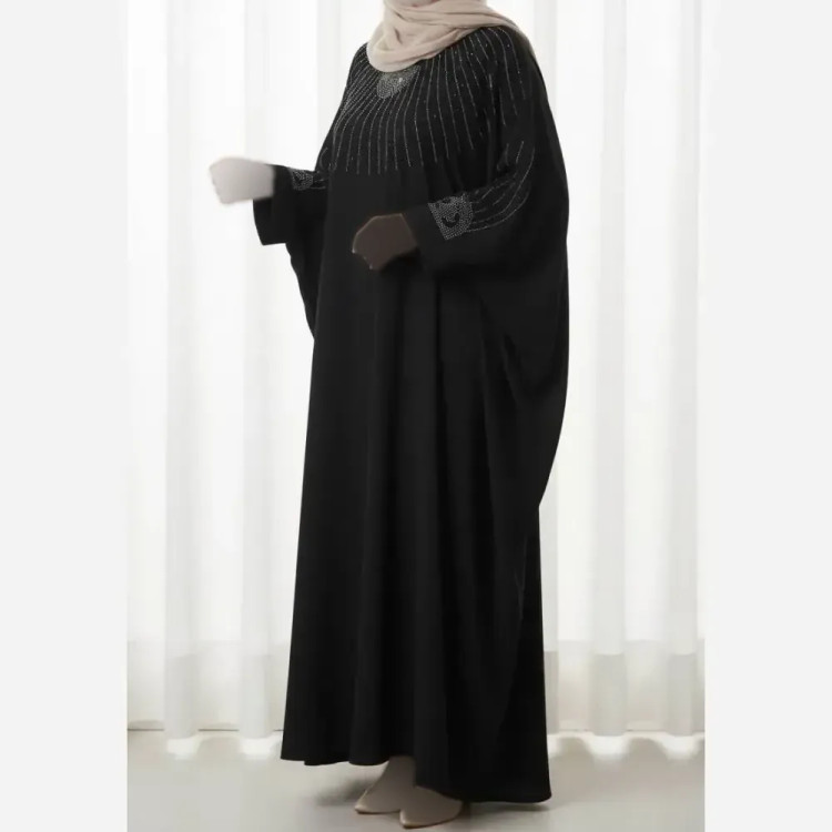 مانتو عبایی تابش الیزه درجه یک مشکی فری سایز قد 135
