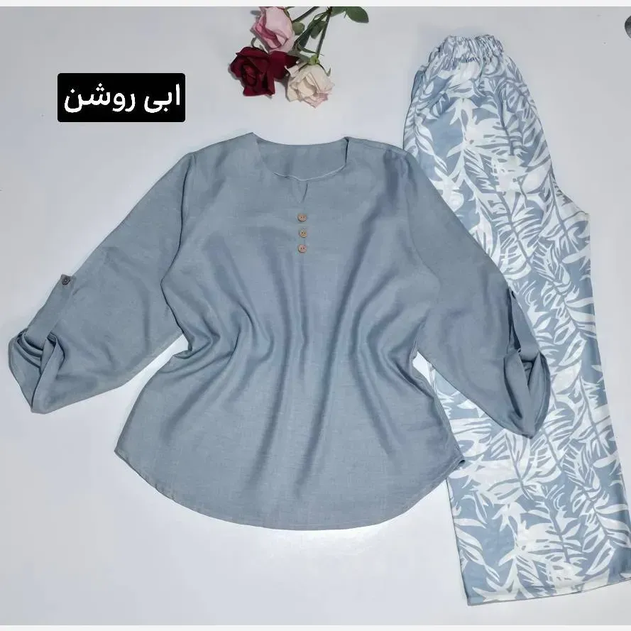 ست شومیز و شلوار طرحدار زنانه مدل میلان فری سایز تا 46 جنس بوگاتی و صوفیا اعلا